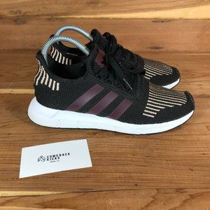 Adidas Swift Run FU7769 Womens Black Maroon Lace Up Low Top Running Shoes Sz 6.5